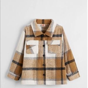 SHEIN Toddler Girls Plaid Flap Pockets Overcoat